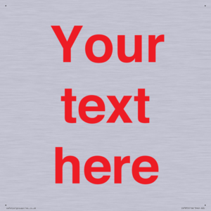 Custom blank information sign. Red text, plain background